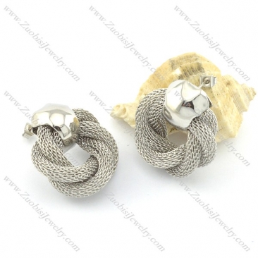 silver unique net chain earring e000775