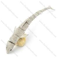 shark bracelet allover rhinestone in stanless steel metal b001784