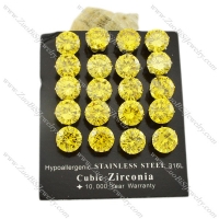10mm clear yellow round zircon wedding stud earrings -e000633