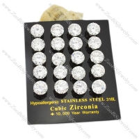 10mm clear facted round zircon wedding earrings -e000631