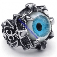 shiny blue evil eye stone ring in stainless steel JR350270