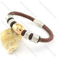 0.24 wide brown leather bracelets with stainless steel accessories b001611