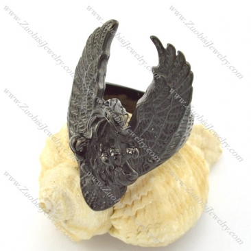 black plated casting eagle ring r001212