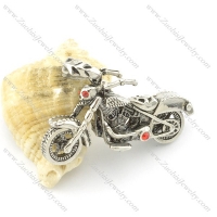 stainless steel motorcycle bike pendant with 2 moveable wheels p001471
