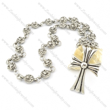 stainless steel necklace with cross pendant n000488