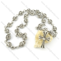 stainless steel necklace with cross pendant n000487