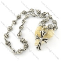 stainless steel necklace with cross pendant n000485