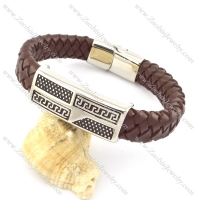 genuine leather bracelet in stainless steel b001961