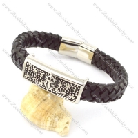 genuine leather bracelet in stainless steel b001945