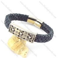 genuine leather bracelet in stainless steel b001939