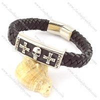 genuine leather bracelet in stainless steel b001934