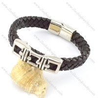 genuine leather bracelet in stainless steel b001904
