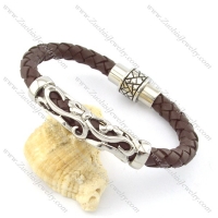 genuine leather bracelet in stainless steel b001888
