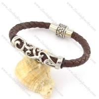 genuine leather bracelet in stainless steel b001885