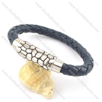 genuine leather bracelet in stainless steel b001883