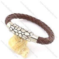 genuine leather bracelet in stainless steel b001882