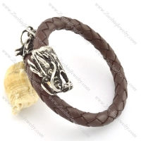 genuine leather bracelet in stainless steel b001867