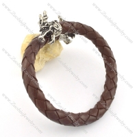 genuine leather bracelet in stainless steel b001865