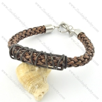 braided leather bracelet with OT buckle b001836