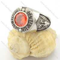 ONE FOR ALL ring with clear red facted zircon r001158