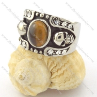 Amber Stone Skull Ring r001153