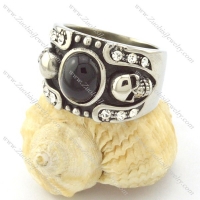 black stone 316l stainless steel skull ring r001152