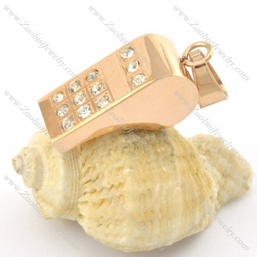 rose gold whistle pendant with 12 clear rhinestones p001384