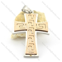 rose gold cross pendant with great wall pattern p001381