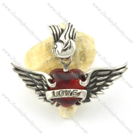 red heart stone wing pendant for love p001350