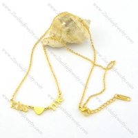 yellow gold plating KISS ME pendant necklace n000459