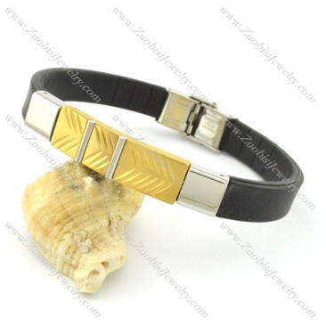 rubber bracelet with stainless steel parts b001720