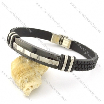 rubber bracelet with stainless steel parts b001725