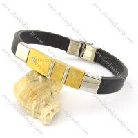 rubber bracelet with stainless steel parts b001715