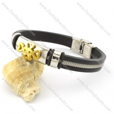 rubber bracelet with stainless steel parts b001711