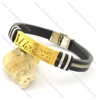 rubber bracelet with stainless steel parts b001710