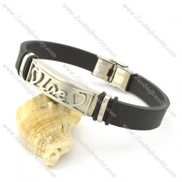 rubber bracelet with stainless steel parts b001705