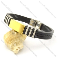 rubber bracelet with stainless steel parts b001701