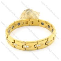 gold plating stainless steel bracelet CNC clear stones b001681