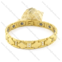 gold plating stainless steel bracelet CNC clear stones b001678