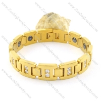 gold plating stainless steel bracelet CNC clear stones b001679