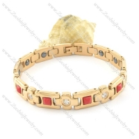 gold plating stainless steel bracelet CNC clear stones b001660