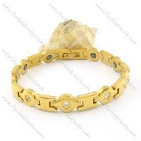 gold plating stainless steel bracelet CNC clear stones b001657