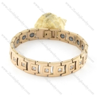 gold plating stainless steel bracelet CNC clear stones b001656