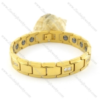 gold plating stainless steel bracelet CNC clear stones b001650