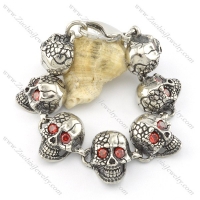 clear red zircon 7 skull heads demon bracelet b001597
