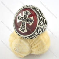 heavy black stone cross ring craft red epoxy r001559