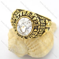 big clear zircon stone ring in vintage gold tone r001592