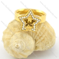 golden star ring with rhinestones r001613