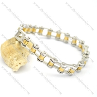 bike chain bracelet with gold middle part for female biker b002423