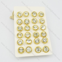 yellow gold stainless steel zircon post earring e000889